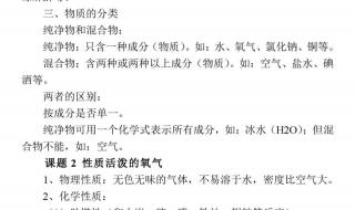 初三化学上册知识点